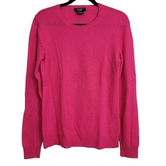 Lord‎ & Taylor 100% Cashmere Crew Neck Sweater Sz M Bright Pink Pullover Soft - Picture 1 of 5
